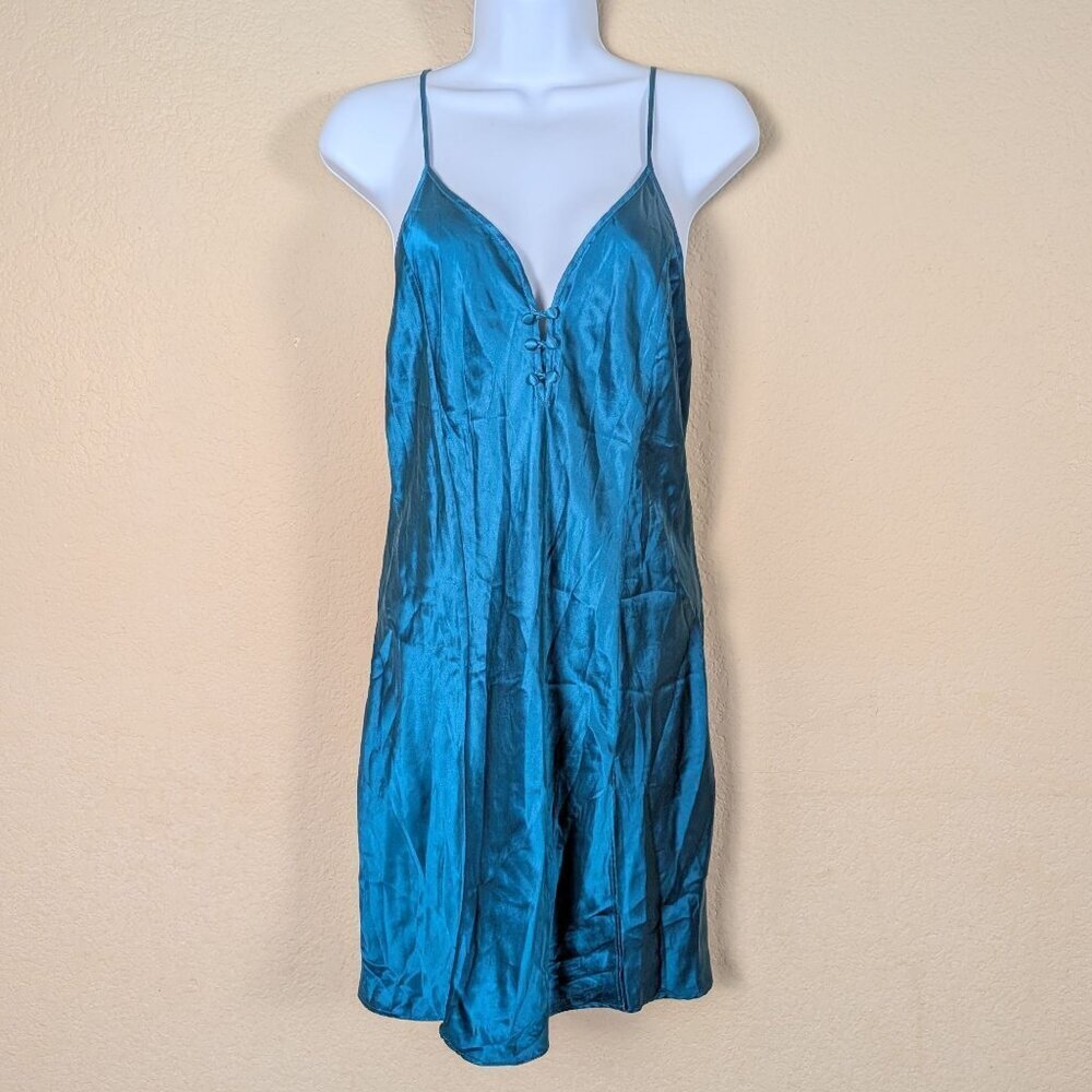 Vintage 90s Victoria's Secret Gold Label Chemise Slip Dress 100% Silk sz L Slit